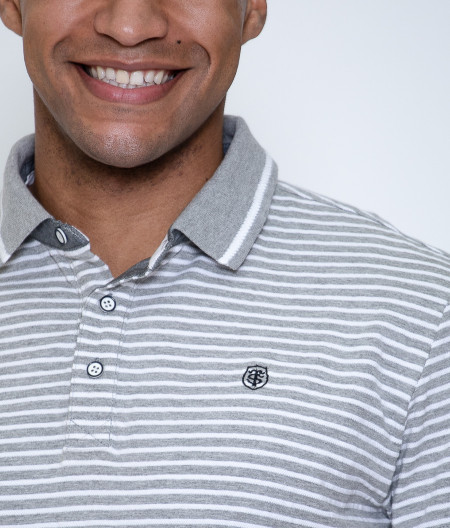 Polo Manches Courtes Homme Pipeline Stade Toulousain gris et blanc 1
