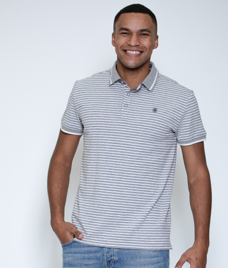 Polo Manches Courtes Homme Pipeline Stade Toulousain gris et blanc 1
