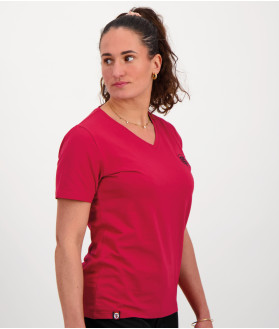 T-shirt Manches Courtes Femme Col V Classic rouge 5