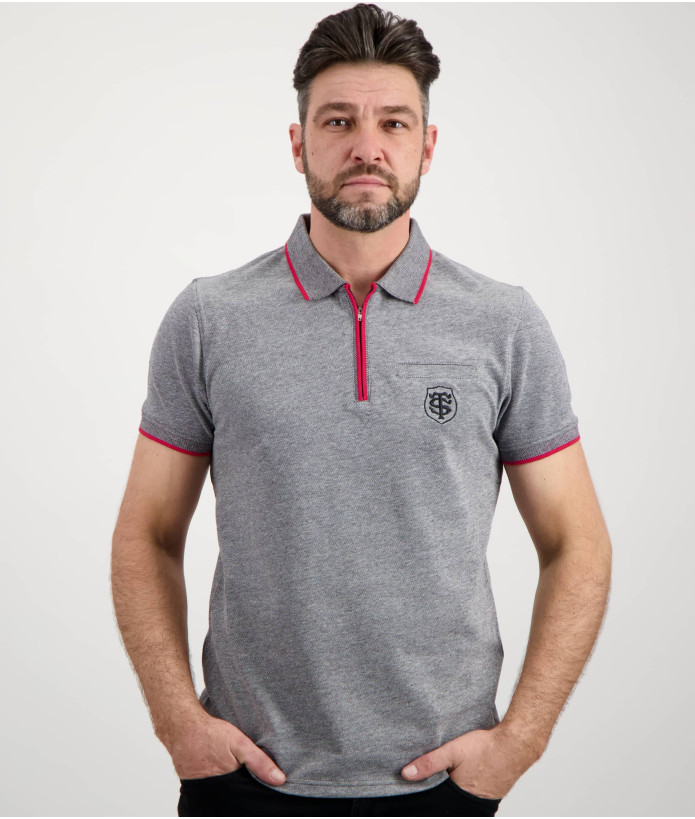 Polo Manches Courtes Homme Zip Stade Toulousain gris 5