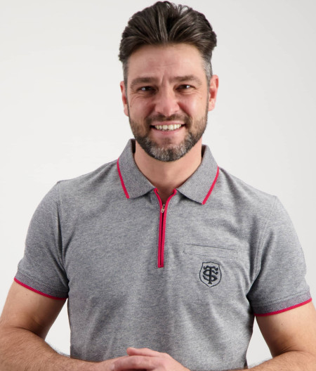 Polo Manches Courtes Homme Zip Stade Toulousain gris 1