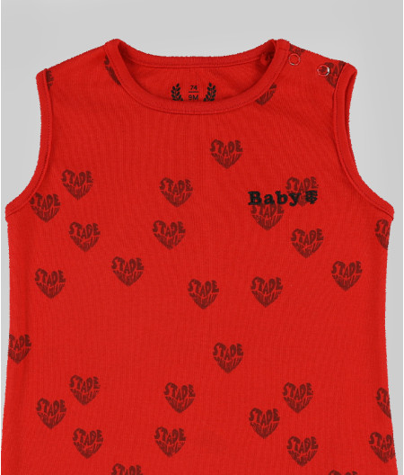 Pyjama Short Sans Manche Bébé Baby Cœur Stade Toulousain rouge 1