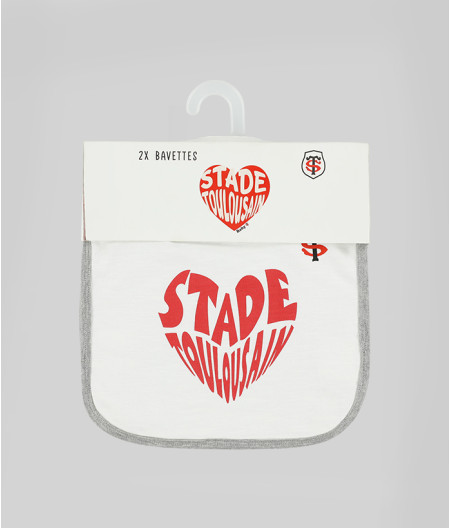 Lot de 2 Bavoirs Bébé Cœur Stade Toulousain 1