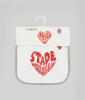 Lot de 2 Bavoirs Bébé Cœur Stade Toulousain 2