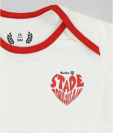 T-shirt Manches Courtes Bébé Baby Cœur Stade Toulousain blanc 1