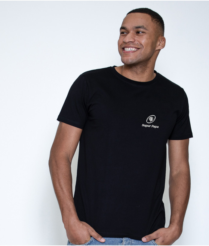T-shirt Manches Courtes Homme Super Papa Stade Toulousain Coton bio noir 1