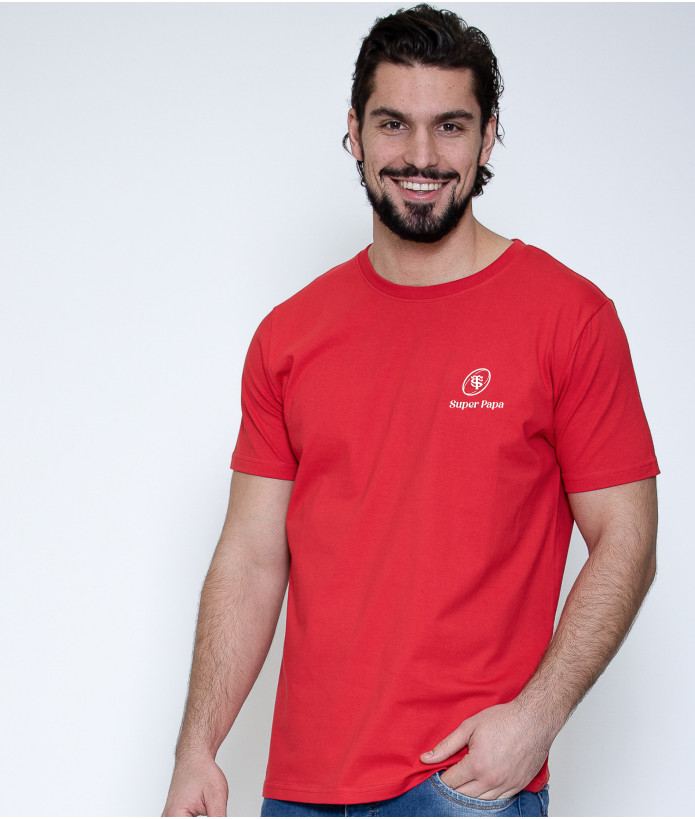 T-shirt Manches Courtes Homme Super Papa Stade Toulousain Coton bio rouge 1