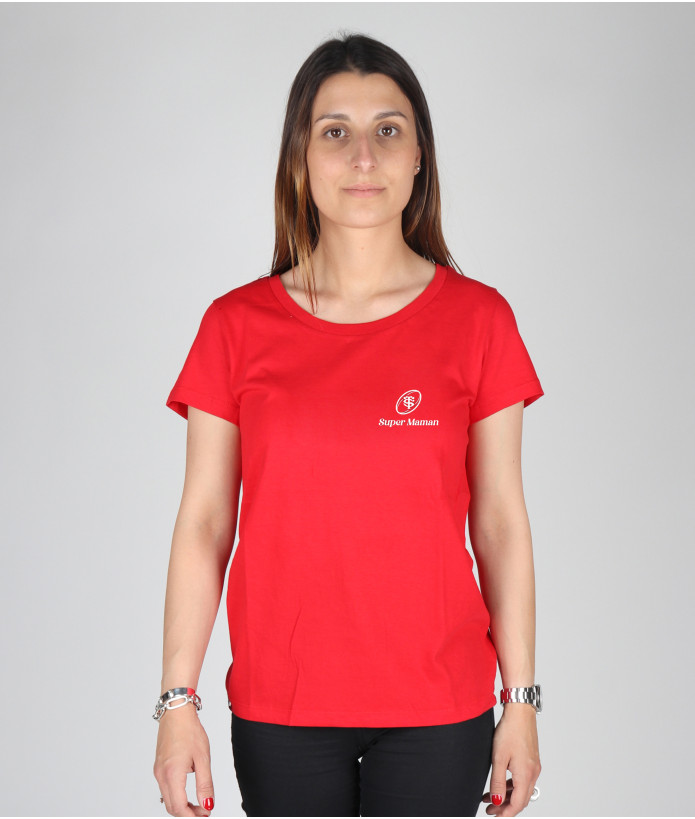 T-shirt Manches Courtes Femme Super Maman Stade Toulousain Coton biologique rouge 1