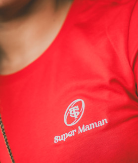 T-shirt Manches Courtes Femme Super Maman Stade Toulousain Coton biologique rouge 3