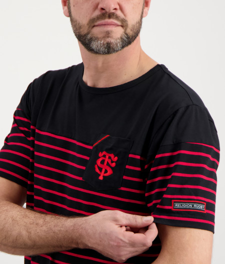 T-shirt Manches Courtes Homme Marinière Stade Toulousain X Religion Rugby 1