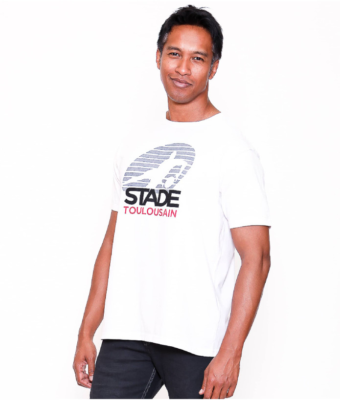 T-shirt Manches Courtes Homme Teeappli Stade Toulousain blanc 1