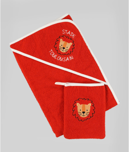 Cape de bain & Gant Bébé Lion Stade Toulousain 1