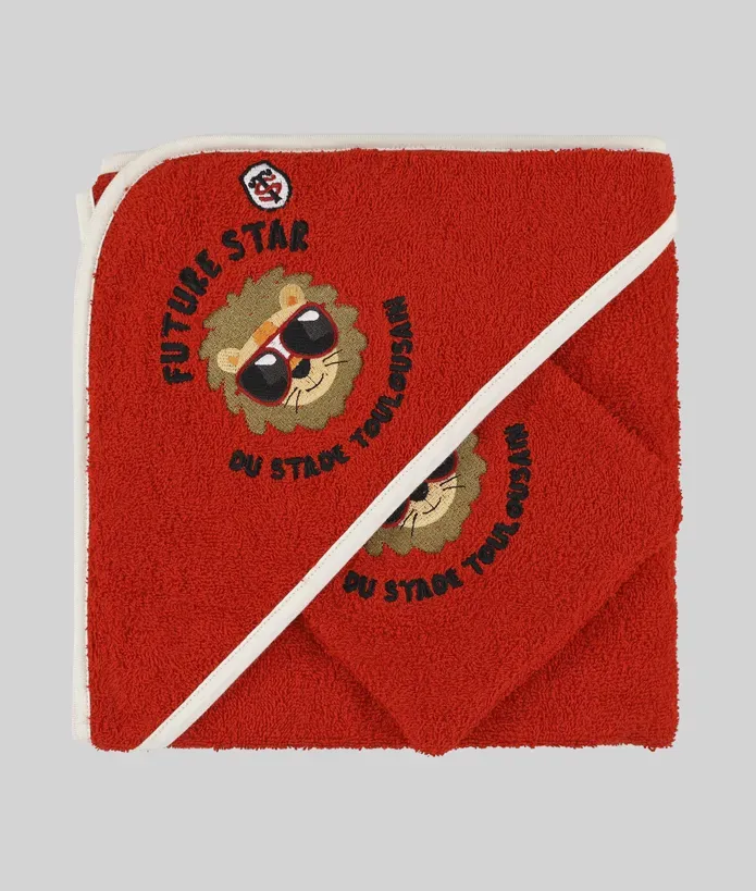 Serviette & Gant Bébé Future Star Stade Toulousain 3 cape de bain