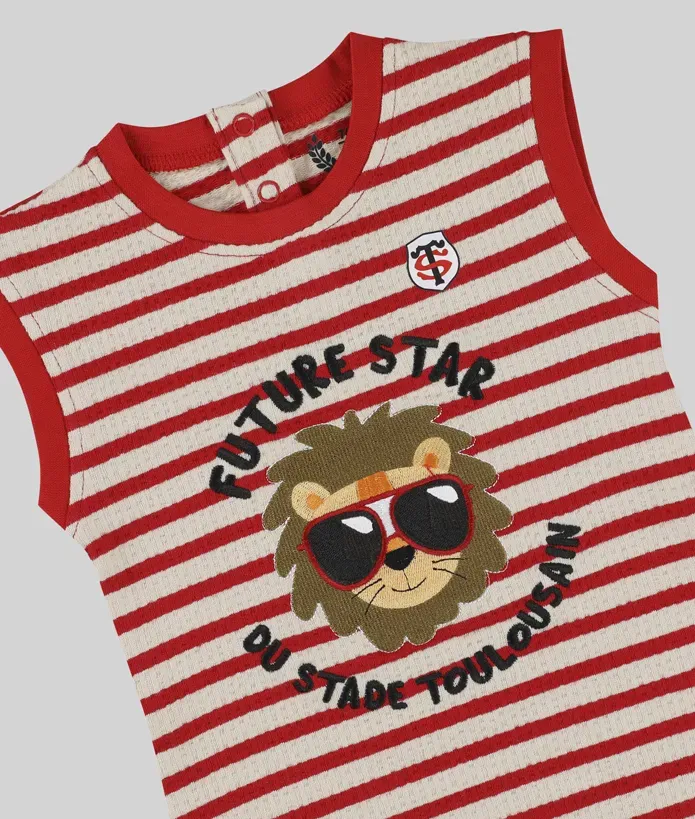 Pyjama Short Bébé Future Star Stade Toulousain rouge et blanc  2