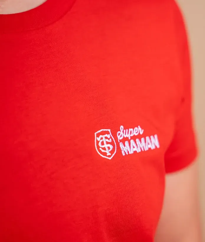 T-shirt Manches Courtes Femme Super Maman Stade Toulousain Coton bio rouge 2