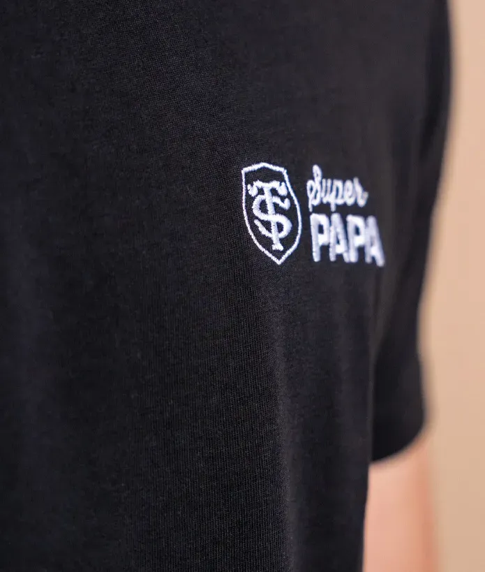 T-shirt Manches Courtes Homme Super Papa Stade Toulousain Coton bio noir 2