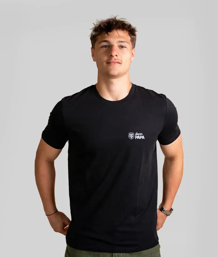 T-shirt Manches Courtes Homme Super Papa Stade Toulousain Coton bio noir 1