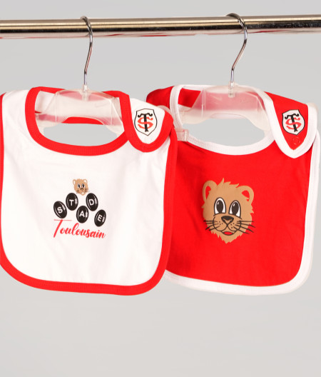 Set Bavoir Bébé Ballons Stade Toulousain gris et blanc 1